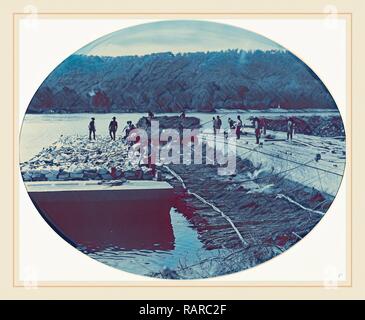 Henry Peter Bosse (American, 1844-1903), Bau von Rock und Bürste Dam, L.W. 1891, 1891, cyanotypie. Neuerfundene Stockfoto