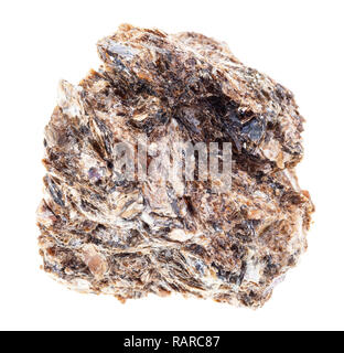 Makrofotografie von natürlichen Mineral aus geologische Sammlung - grobe Phlogopit (Magnesium Glimmer) Stein auf weißem Hintergrund Stockfoto