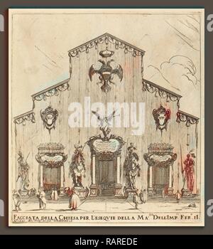 Stefano Della Bella (Italienisch, 1610 - 1664), die Fassade der Kirche von San Lorenzo, Florenz, 1637, Radierung auf Neuerfundene Stockfoto