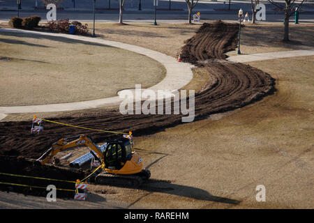 Bagger bei der Arbeit in Coolidge Park, Chattanooga, TN, USA Stockfoto