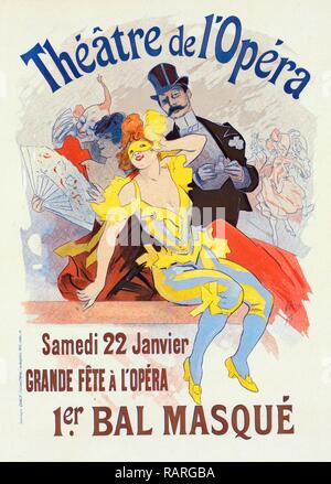 Plakat für die 1er. Bal Masqué, la Grande Fête à l'Opéra, 22 Janvier. Chéret, Jules (1836-1932), französischer Maler und Neuerfundene Stockfoto