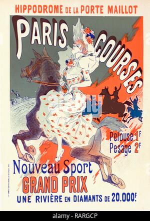 Plakat für l'Hippodrome de la Porte-Maillot, Paris-Courses. Chéret, Jules (1836-1932), französischer Maler und Neuerfundene Stockfoto