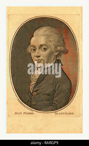 Jean Pierre Blanchard, London, veröffentlicht von I. Sewel, Cornhill, Juli 1st, 1785, Brustbild des Französischen neuerfundene Stockfoto