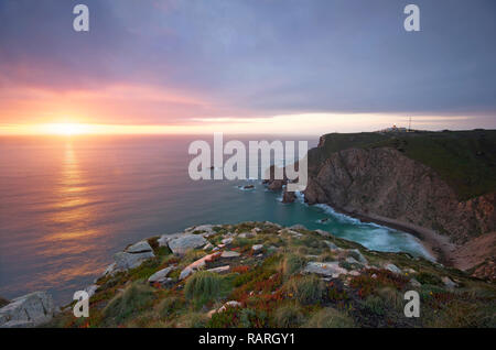 Cabo da Roca, Portugal, Sonnenuntergang Stockfoto