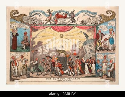 Die cowpox Tragödie, die letzte Szene, Cruikshank, George, 1792-1878, Künstler, London, 1812, Trauerzug neuerfundene angezeigt Stockfoto