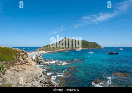 Blick auf das Cap Taillat, Ramatuelle, Var, Provence-Alpes-Cote d'Azur, Frankreich, Europa Stockfoto