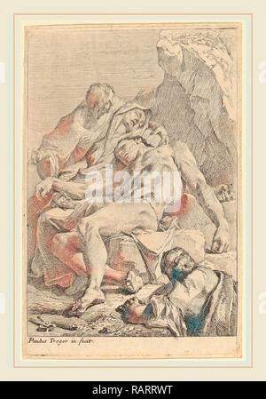 Paul Troger (1698-1762), österreichische, Pietà, 1720, Radierung auf Bütten. Neuerfundene durch Gibon. Klassische Kunst mit einem Neuerfundene Stockfoto