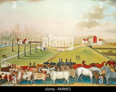 Edward Hicks (American, 1780-1849), die Cornell Farm, 1848, Öl auf Leinwand. Neuerfundene durch Gibon. Klassische Kunst mit einem Neuerfundene Stockfoto