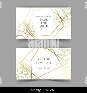 Vektor Golden rose Blumen auf der Karte. Hochzeit hintergrund Karte golden crystal Grenze. Danke, Rsvp, Einladung elegante Karte illustration Grafik s Stock Vektor