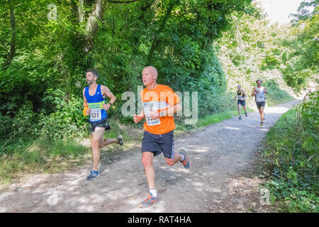 Athleten in das Tier runden laufen von Corfe Castle zu Winspit in Dorset, Großbritannien Stockfoto