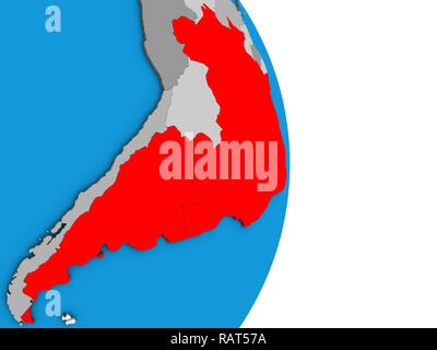 Mitglieder des Mercosur auf einfache politische 3D-Globus. 3D-Darstellung. Stockfoto