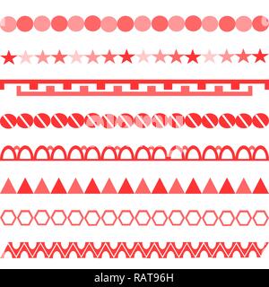 Rote Symbole ornament Vertikale symmetrische Muster geometrische Stock Vektor