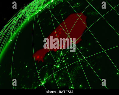 Am Modell der Grüne Planet Erde mit internationalen Netzwerken Niger. Konzept der grünen Kommunikation und Technologie. 3D-Darstellung. Elemente dieser Ima Stockfoto
