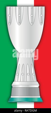 Supercoppa Fußball-Cup Silhouette auf der italienischen Flagge, Vector Illustration Stock Vektor
