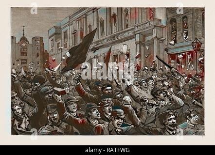 Die AUSSCHREITUNGEN IM WEST END VON LONDON, 8. Februar, UK, 1886: "Kommen Sie her!" Der MOB IN ST. JAMES'S STREET Neuerfundene Stockfoto