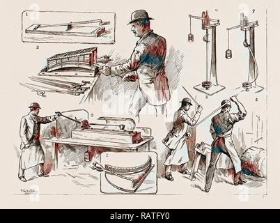Prüfung Bajonette und Kavallerie Säbel AN DER ROYAL SMALL ARMS FACTORY, Enfield, London, UK, 1886: 1. Die 'Brücke' Test neuerfundene Stockfoto
