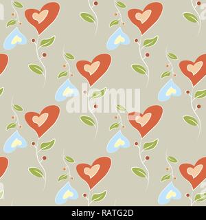 Bunte Blumen in der Form eines Herzens. Romantische Liebe nahtlose Muster 10 eps Stock Vektor