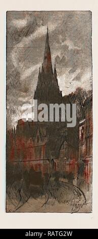 ST. MARY'S, Oxford, VON DER HIGH STREET, UK, 1886. Neuerfundene durch Gibon. Klassische Kunst mit einem modernen Touch neuerfundene Stockfoto