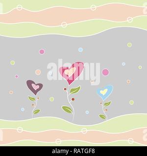 Grußkarte zum Geburtstag, Valentinstag und anderen Feiertagen bunte Blumen in der Form eines Herzens 10 eps Stock Vektor