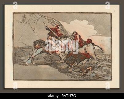 Francisco de Goya, Modo con que los antiguos Espanoles cazaban Los Toros a Caballo en El Campo (die Art und Weise, in der die Neuerfundene Stockfoto