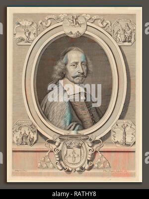 Peter Ludwig van Schuppen nach Pierre Mignard ICH (Flämisch, 1627-1702), Kardinal Jules Mazarin, 1661, Gravur neuerfundene Stockfoto