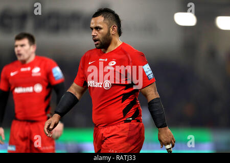 Sarazenen Billy Vunipola während der gallagher Premiership Gleichen an den AJ Bell Stadium, Salford. Stockfoto