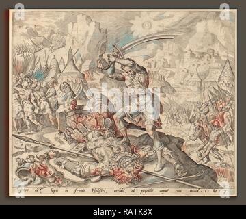 Nach Maerten van Heemskerck, David aus goliaths Kopf, c 1556 Schneiden, Gravieren. Neuerfundene durch Gibon. Klassische Kunst neuerfundene Stockfoto