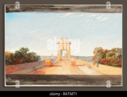 Zurückzuführen auf James Bulwer (British, 1794-1879), Clifton Suspension Bridge in der Nähe von Bristol, Aquarell und Graphit neuerfundene Stockfoto