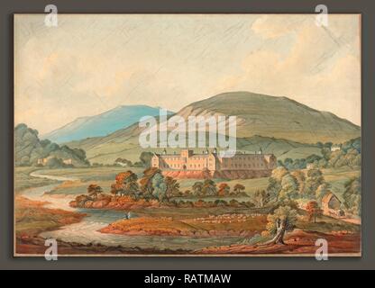 John William Upham (Briten, vermutlich 1773 - 1828), Blick auf einem Landgut, Aquarell über Graphit auf Papier neuerfundene Webten Stockfoto