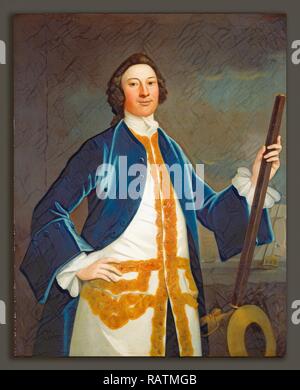 John wollaston (Amerikanisch, aktive 1742-1775), unbekannte Britische Marine Offizier, C. 1745, Öl auf Leinwand. Neuerfundene Stockfoto