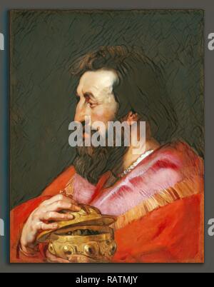 Sir Peter Paul Rubens und Studio, Leiter eines der Drei Könige: Melchior, der Assyrische König, Flämisch, 1577 - 1640 überarbeitet Stockfoto