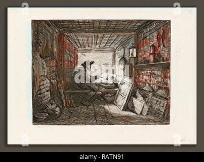Charles-Fran çois Daubigny (Französisch, 1817-1878), Studio auf dem Boot (Le Bateau-Atelier), 1862, Radierung. Neuerfundene Stockfoto