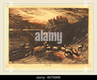 Francis Seymour Haden, britischen (1818-1910), Harlech (Nr. 2), 1880, schabkunst mit Radierung und kaltnadelradierung (Kupfer) in Neuerfundene Stockfoto