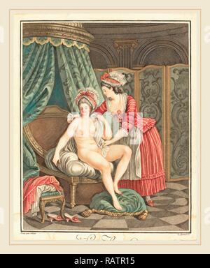 Nach Nicolas-René Jollain louis-marin Motorhaube, Französisch (1736-1793), Le Bain, Farbe auftragen. Neuerfundene Stockfoto