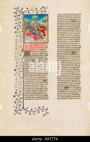 Das Attentat auf den Kaiser Vitellius, Unbekannt, Paris, Frankreich, Europa, über 1413-1415, Tempera Farben, gold Neuerfundene Stockfoto