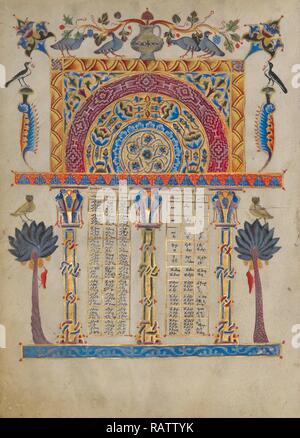 Canon Seite Tabelle T'oros Roslin, Armenisch, aktiv 1256 - 1268 Hromklay, Armenien, Asien, 1256, Tempera und Gold Farbe Neuerfundene Stockfoto