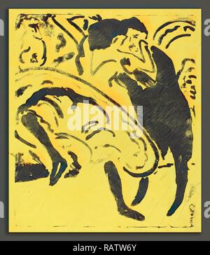 Ernst Ludwig Kirchner, Tanzpaare (Tanzpaar), Deutsch, 1880-1938, 1909, Lithographie auf gelbem Papier neuerfundene Webten Stockfoto