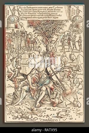 Hans Süss von Kulmbach (Deutsch, C. 1485-1522), Apollo auf Parnasus, veröffentlicht 1502, Holzschnitt. Neuerfundene Stockfoto