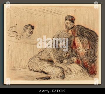 Jean-Louis Forain, der Anwalt im Gespräch mit dem Gefangenen (erste Platte), Französisch, 1852 - 1931, 1909, kaltnadelradierung in Braun auf Neuerfundene Stockfoto