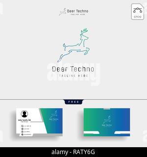 Umrisse Rotwild line Art logo Vektor icon Vorlage Abbildung und Business Card design-Vektor Stock Vektor