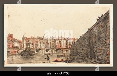 Charles Meryon nachdem Victor Jean Nicolle (Französisch, 1821-1868), Le Pont-au-ändern, Paris, Vers 1784, 1855, Radierung neuerfundene Stockfoto