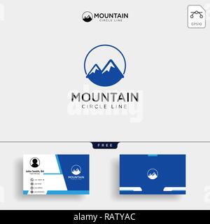 Einfachen vektor Logo im modernen Stil. Oben auf dem Berg in der Form von Buchstaben M mit Business Card Design. - Vektor Stock Vektor