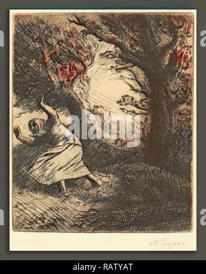 Alphonse Legros, Donner (Un coup de foudre), Französisch, 1837-1911, Radierung. Neuerfundene durch Gibon. Klassische Kunst mit einem Neuerfundene Stockfoto