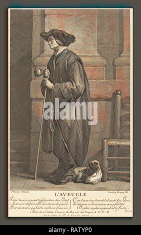 Pierre Louis de Surugue nach Jean Siméon Chardin (Französisch, 1710 oder 1716 - 1772), der blinde Bettler, Gravur neuerfundene Stockfoto
