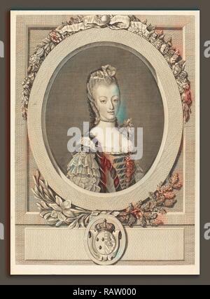 Nach Jean-Martial Fredou louis-jacques Cathelin (Französisch, 1738-1739 - 1804), Marie-Antoinette von Frankreich, 1775 überarbeitet Stockfoto