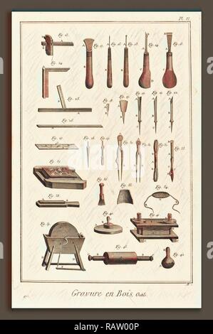 Antonio Baratta (Italienisch, 1724 - 1787), Gravure en Bois, Outils: pl. II, 1771-1779, Gravur auf Bütten neuerfundene Stockfoto