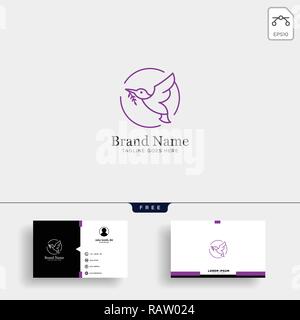 Natur Vögel Line Art oder outline Logo template Vector isoliert und Business Card Design Template Stock Vektor