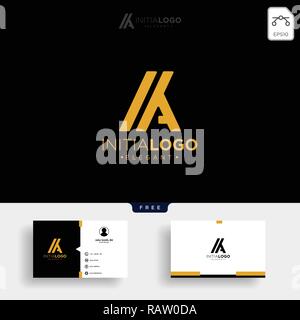Gold Luxus und Premium erste M oder KM Logo template Vector Illustration und kostenlose Visitenkarte vorlage erhalten Stock Vektor