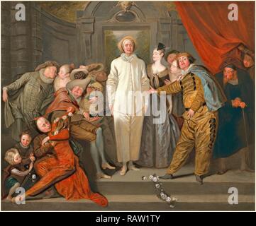 Antoine Watteau, Französisch (1684-1721), des Italienischen Komödianten, wahrscheinlich 1720, Öl auf Leinwand. Neuerfundene Stockfoto