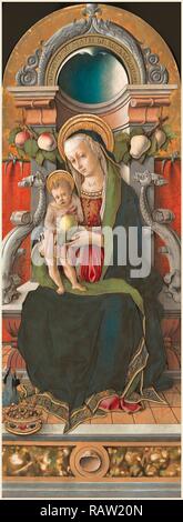 Carlo Crivelli, Italienisch (C. 1430-1435-1495), Madonna und Kind auf dem Thron mit Spender, 1470, Tempera auf Panel neuerfundene Stockfoto